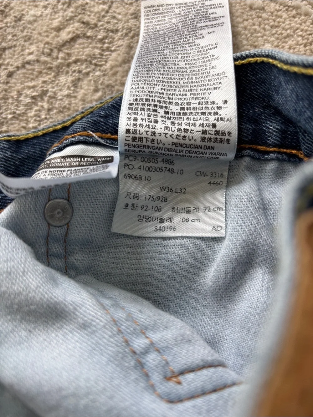 Levi's Men's 505 Blue Straight-Leg Denim Jeans Size 36x32